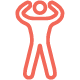 Koraalkleurig pictogram van stokpoppetje