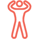 Coral colored stick figure icon