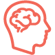 Korallfärgad ikon av huvud med hjärna